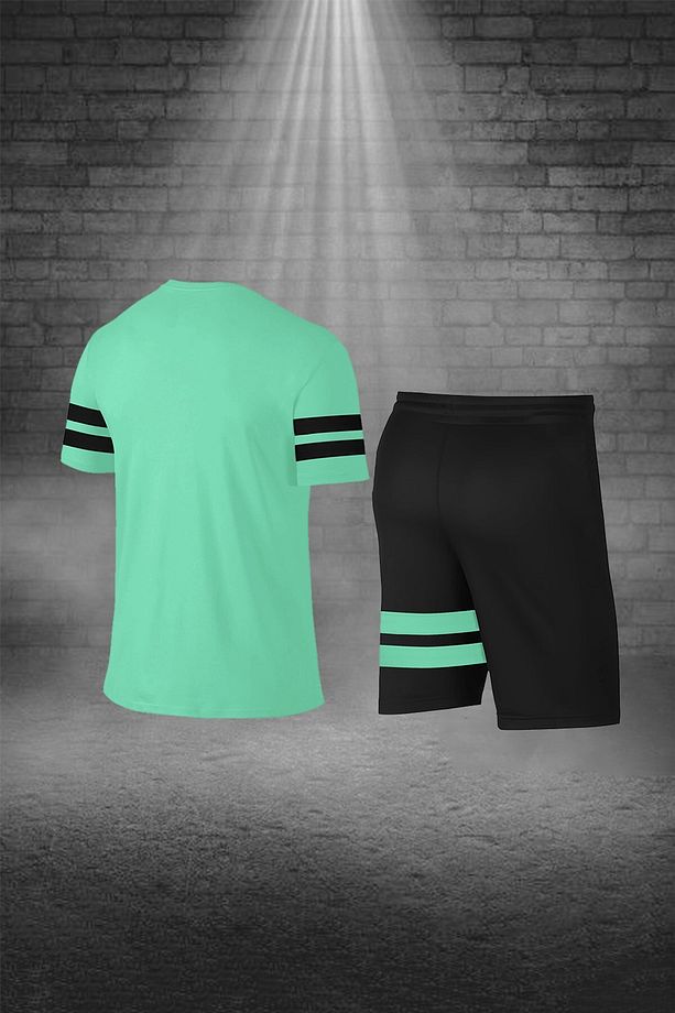 Over Size Erkek Su Yeşili Dri-fit Kumaş Yürüyüş Ve Koşu Için Konforlu Cepli Sıfır Yaka Tişört Şort I - 4