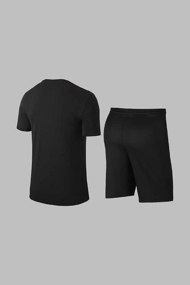 Over Size Erkek Siyah Dri-Fit Kumaş Cepli Baskısız Yürüyüş ve Koşu için Rahat Sporcu Tişört Şort Alt - 4