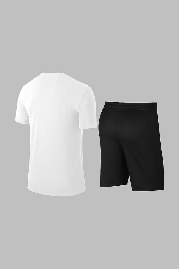 Over Size Erkek Beyaz Dri-Fit Kumaş Baskısız  Yaka Kısa Kol Tişört Şort Alt Üst Takımı  (4XL-10XL) - 4