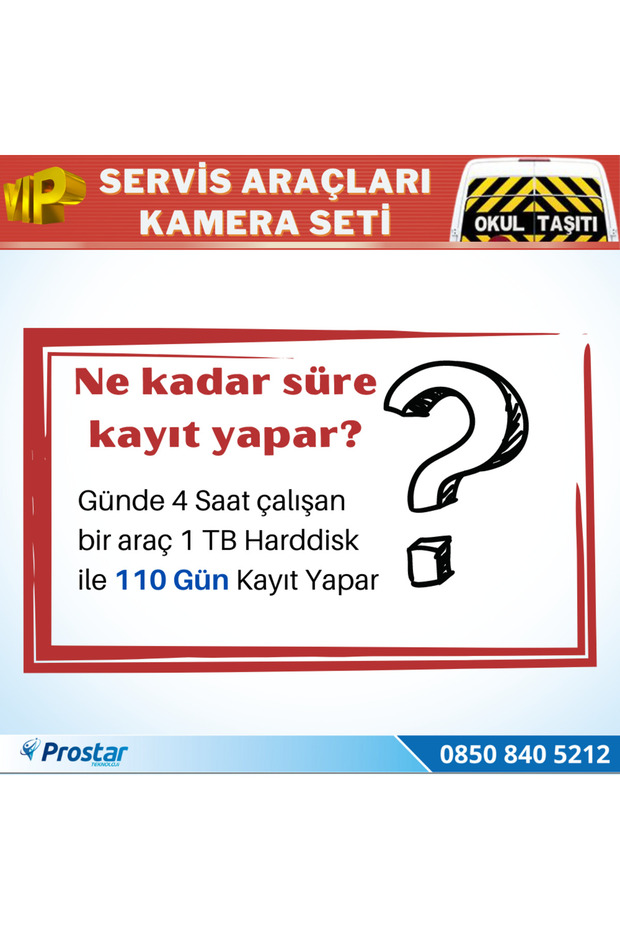 Okul Servis Kamera Seti 4 Kameralı 7" Monitör 4 Kameralı 1 Tb Harddisk Dahil - 4