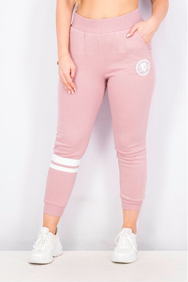 Women Graphic Collegiate Slim Jogger Pants, Wood Rose