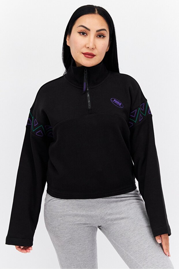 Women Sportswear Fit Long Sleeve Training Sweatshirt, Black