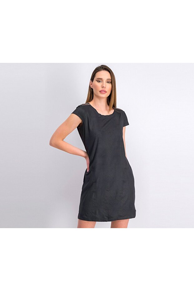 Women Textured Dress, Charcoal