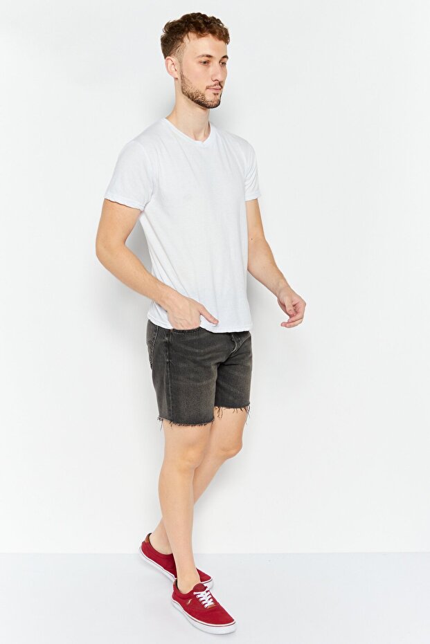 شورت جينز رجالي سادة، أسود - 2