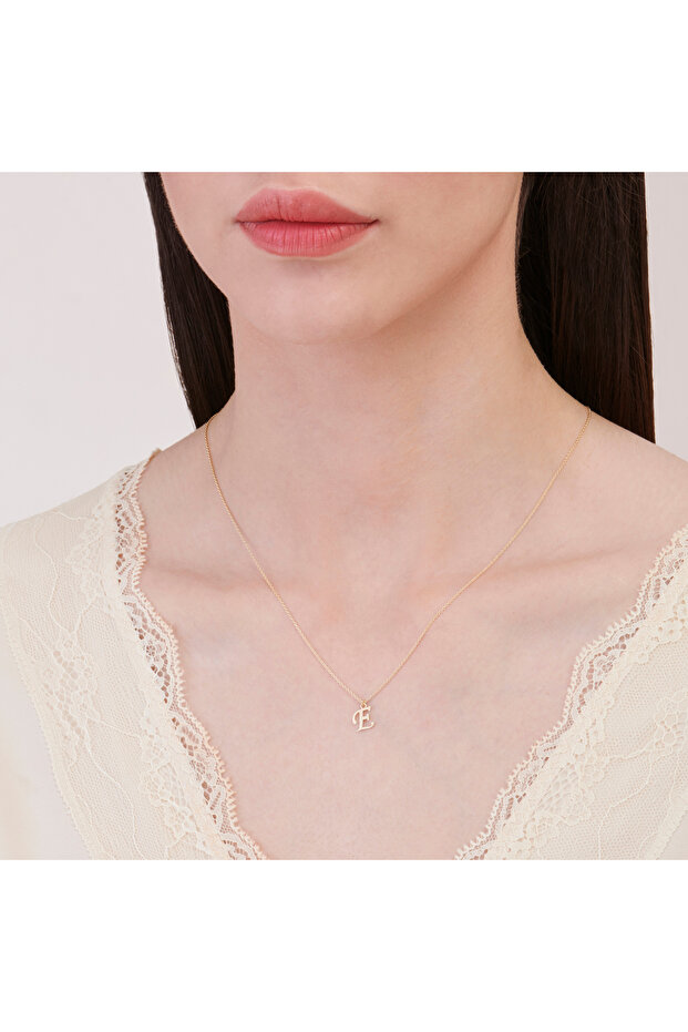 Altın E Harfi Kolye - 4