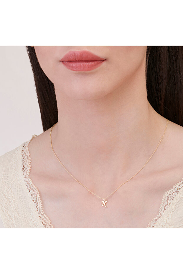 Altın K Harfi Kolye - 4