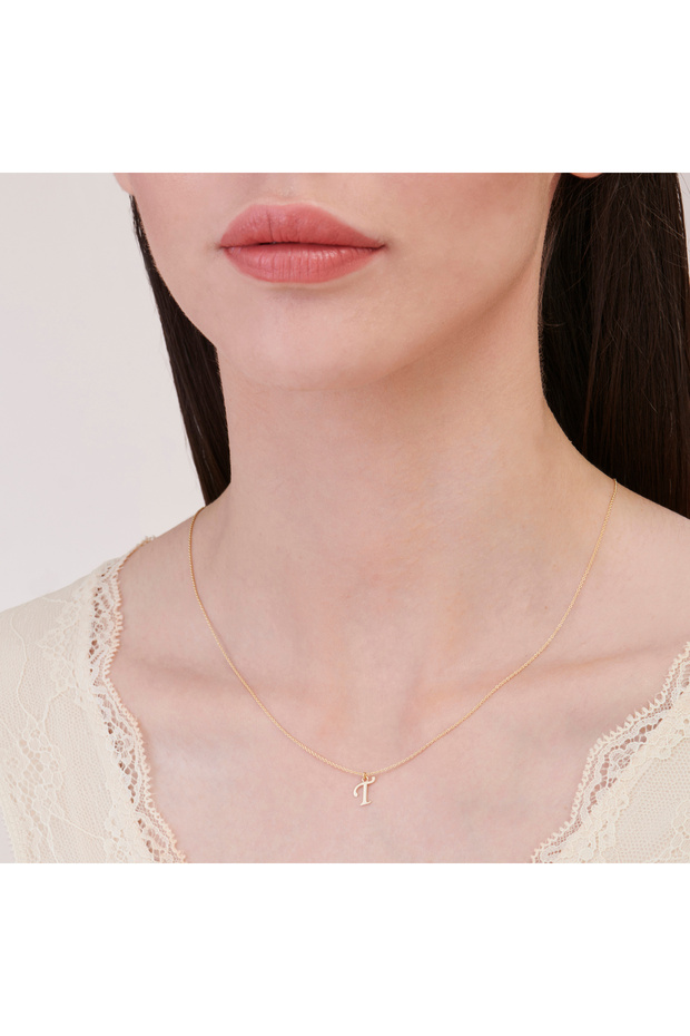 Altın T Harfi Kolye - 4