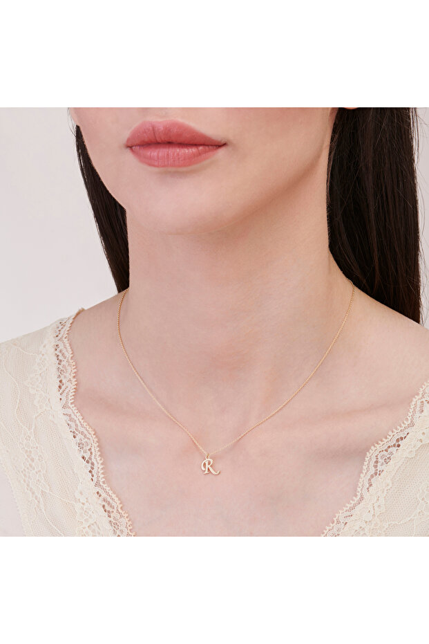Altın R Harfi Kolye - 4