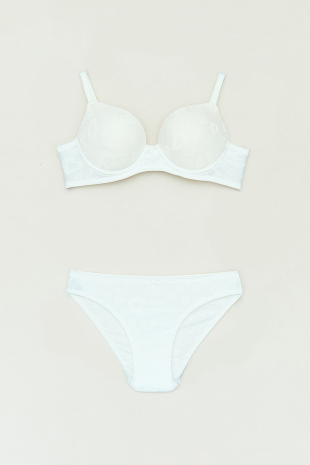 طقم سويدي منقوش على شكل قلب - مملوء - 1