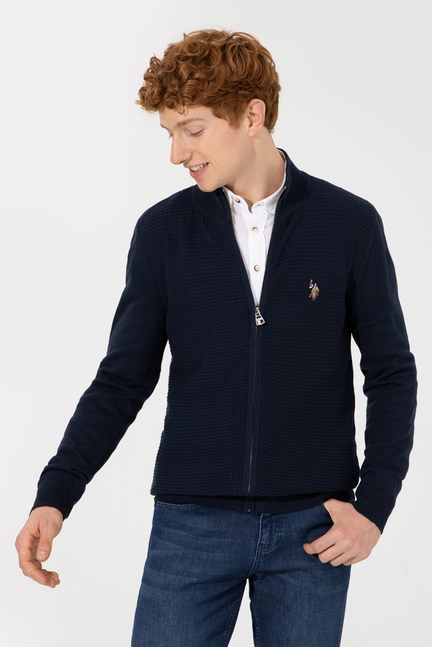 Men's Navy Blue Basic Knitwear Cardigan 50251875 -Vr033