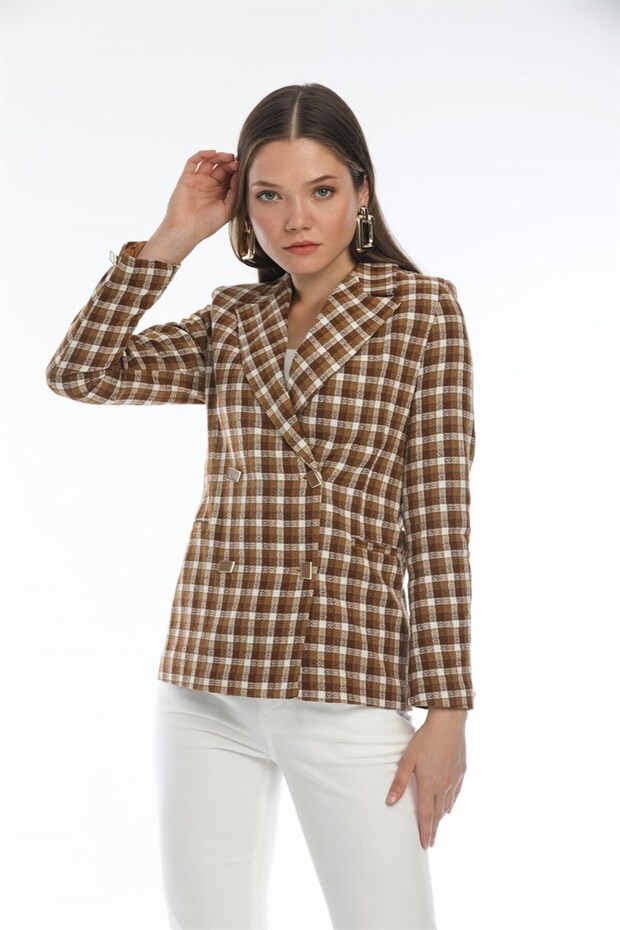 Karamel Ekose Ceket - 5