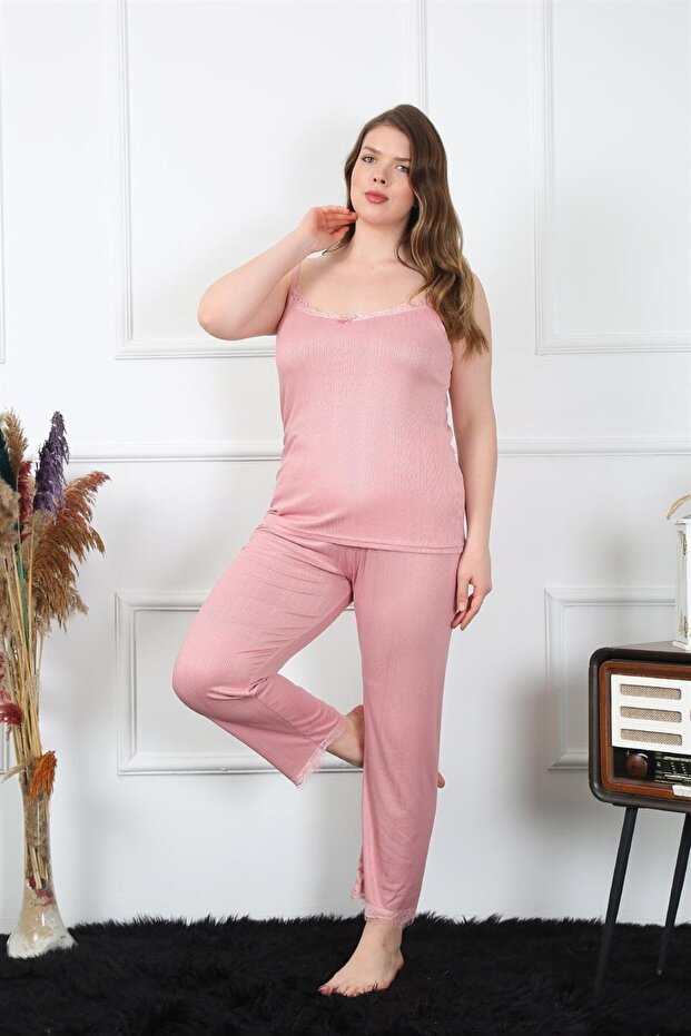 Women's Plus Size Powder Rope Strap Pajamas Set202195