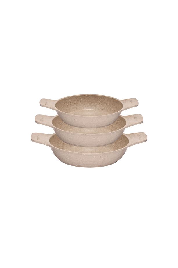 | Güveç Sahan Set | Döküm Kendinden Saplı | 3 Parça | Vizon | 18cm-20cm-22cm - 6