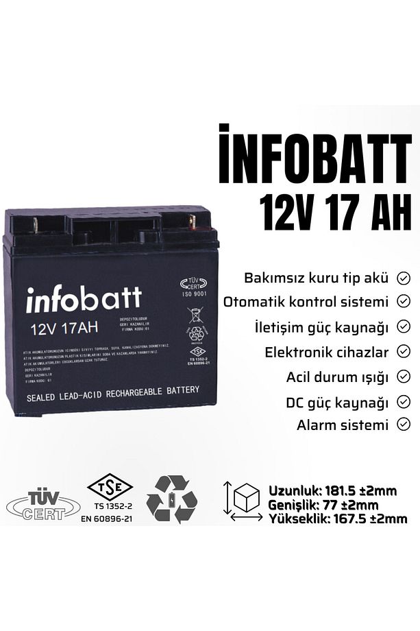 12v 17ah Kuru Akü - Bakımsız Agm Tip Akü - 2
