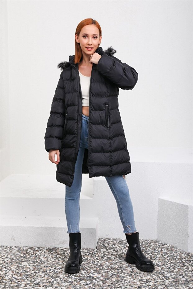 Siyah Şişme Mont - 4