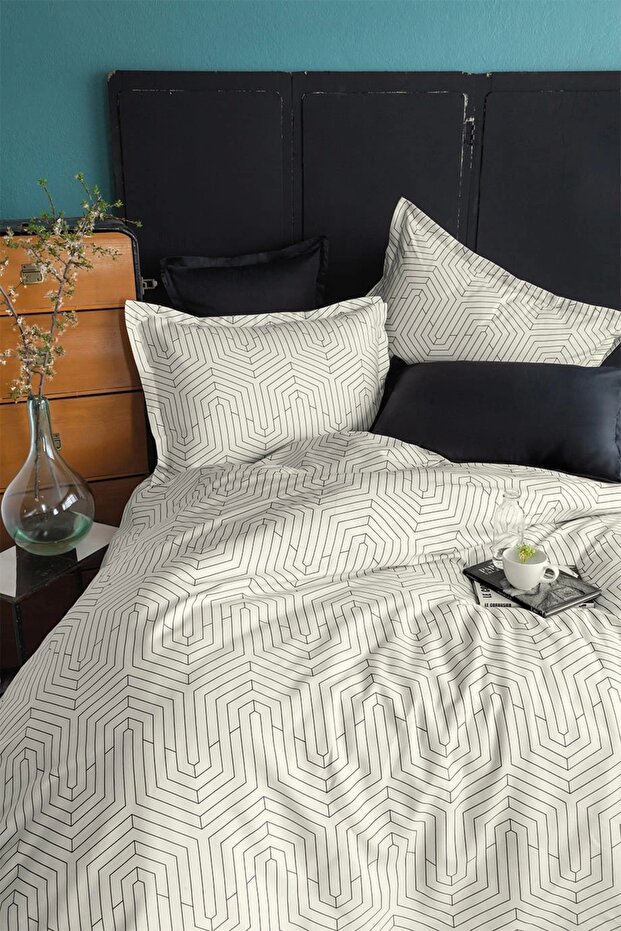 Strada White 210 Tc (83 Tel) Cotton Satin Duvet Cover Double