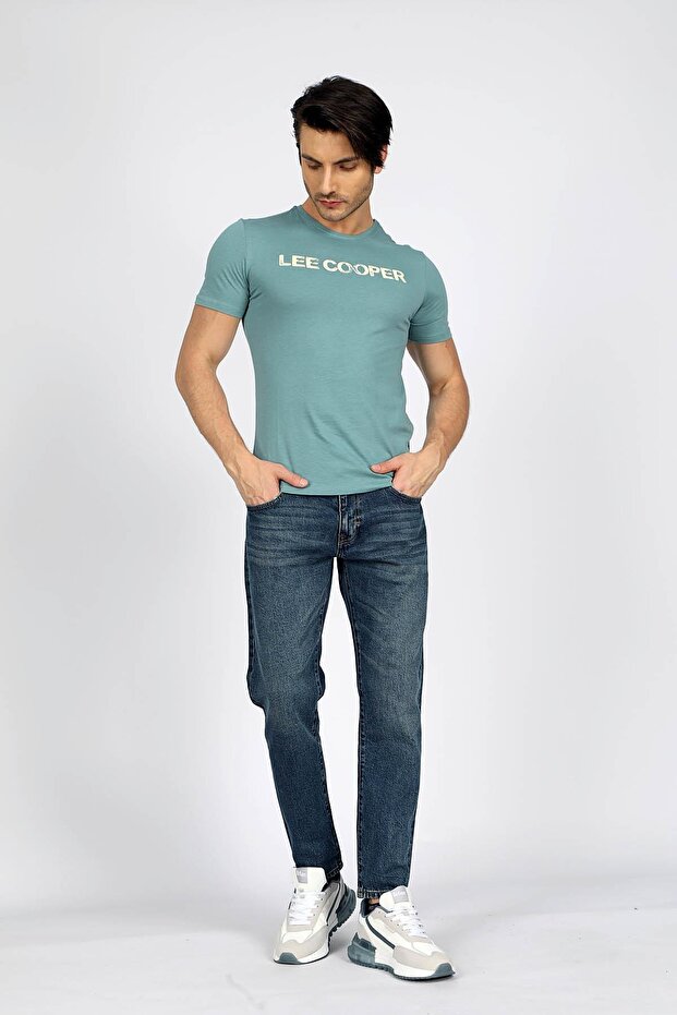 London Normal Waist Tight Tapered Cut Shrinkable Leg Blue Men's Jean Trousers
