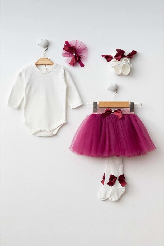 Baby Girl Tutu Skirt with Badili Angel Wing Set Pnpn1122 Fuchia