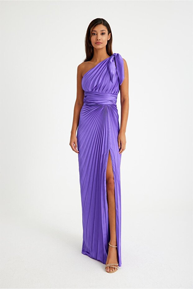 5255SAT Saten Elbise - 1