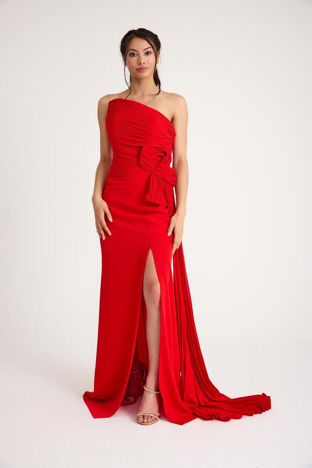 5857CRP KREP ABİYE ELBİSE - 1