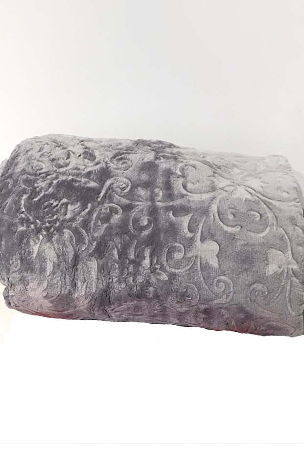 بطانية رمادية منقوشة بعلامة تجارية مزدوجة - 3