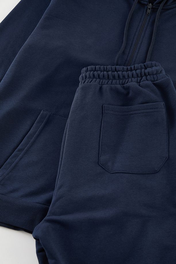 Lacivert Oversize/Geniş Kesim Kapüşonlu Basic Eşofman Takımı TMNAW25EM00000 - 7