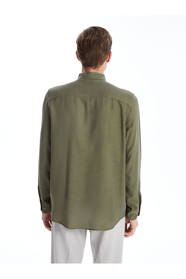 LCW Slim Fit Uzun Kollu Armürlü Erkek Gömlek - 4