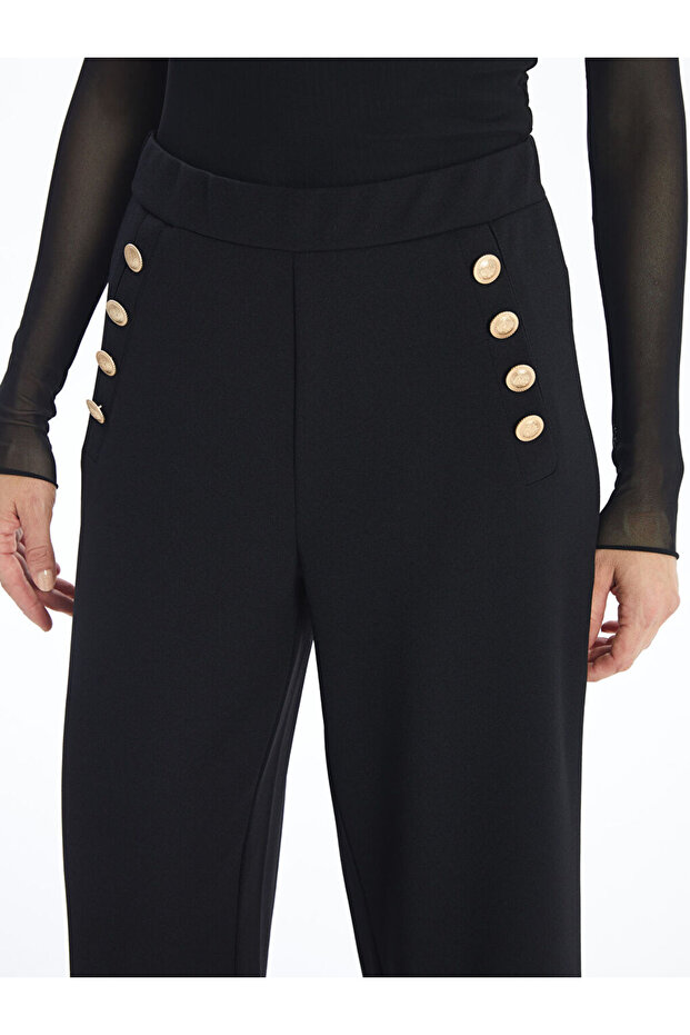 LCW Beli Lastikli Düz Geniş Paça Kadın Pantolon - 3
