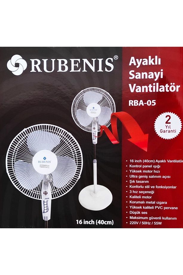 Simit Ayaklı 55w 40 Cm Rba-05 Sanayi Tipi Vantilatör - 2