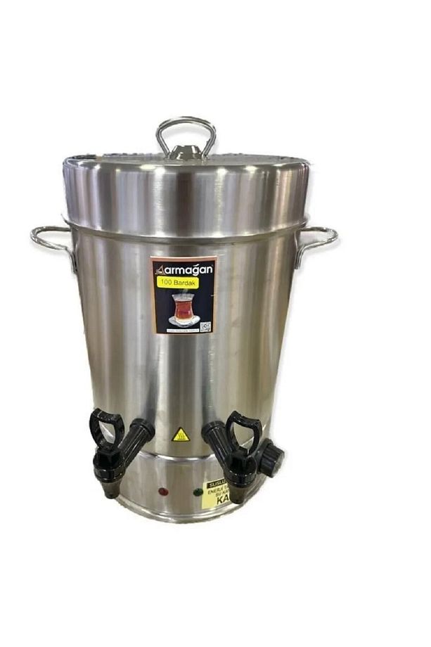120 Bardak 2000w Çelik Çaycı Termostatlı Semaver Siyah Plastik - 1