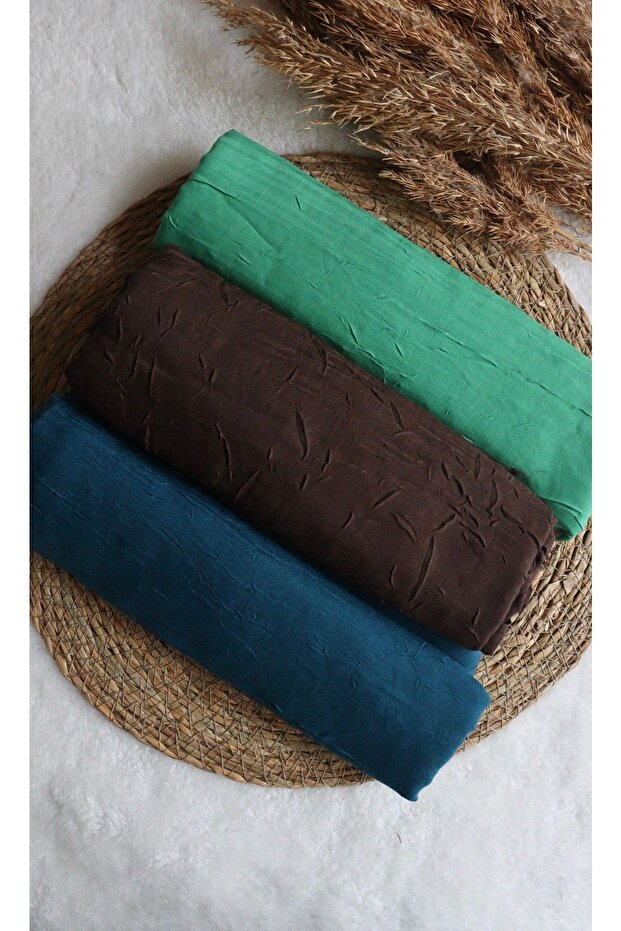 Bamboo Kraş Shawl Set of 3 Dark Blue, Brown, Benotto Green