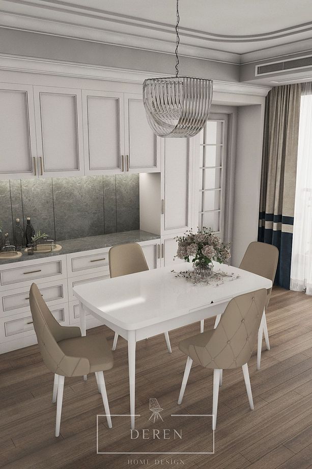Luna Serisi, 80x132 Açılabilir Mdf Mutfak Ve Yemek Masası Takımı + 4 Adet Cappucino Sandalye - 1