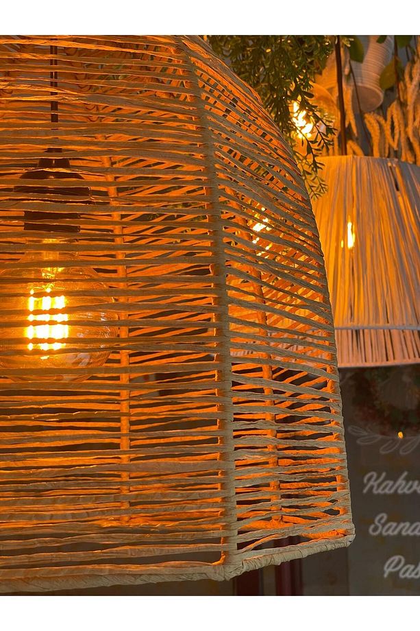 Kafes 40x45 Hasır Avize Bohem Avize Jüt Avize Oda Mutfak Salon Avize Restoran Kafe Avize - 4