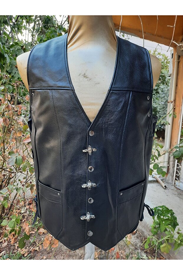 Jumbo Genuine Leather Biker Vest