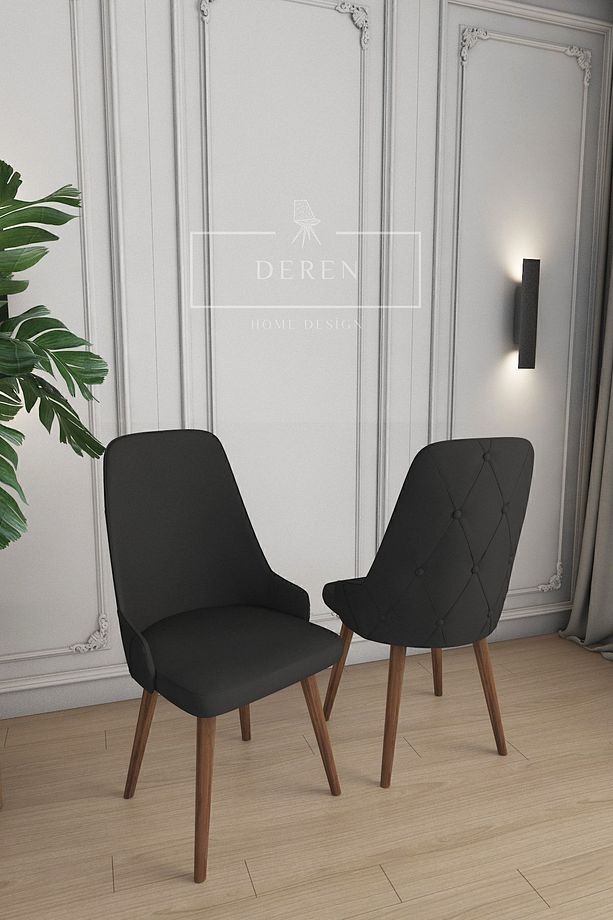 Luna Serisi, 80x132 Açılabilir Mdf Mutfak Ve Yemek Masası Takımı 6 Adet Siyah Sandalye - 3