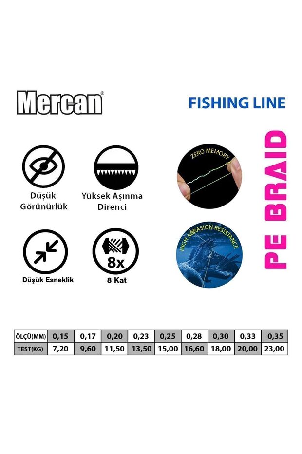 Mercan Platinum Pe 8x Örgü Ip 300 M Yeşil Makara Misina - 5