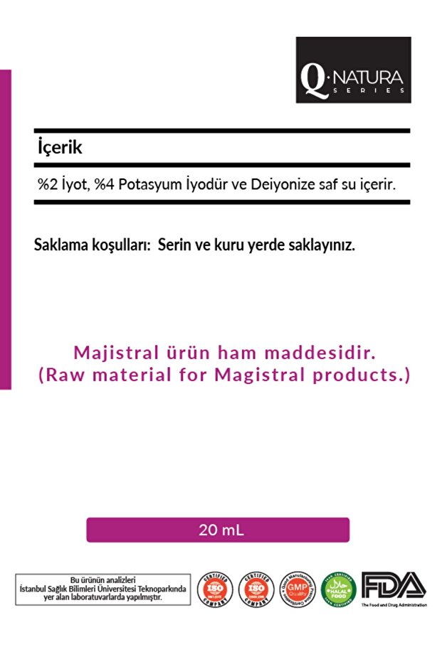 Lugols Solution % 2 iyot Damla 20 ML - 2 ADET - 2