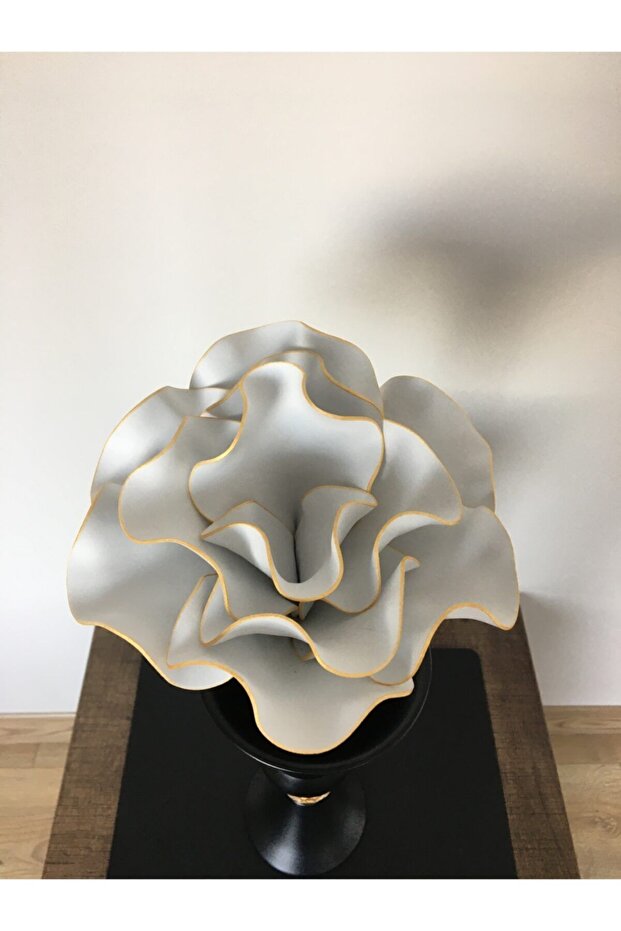 Decorative Handmade Luxury Latex Eva Artificial Flower(EXCEPT VASE) - Gold Gilded White-foam Flower