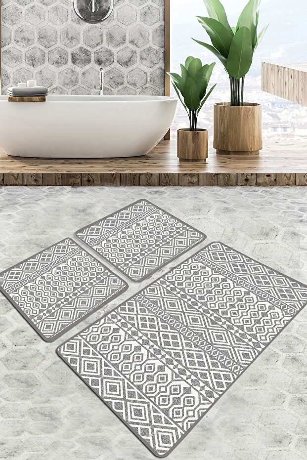 Order Bathroom Rug 3-Piece Set Bathroom Mat Non-Slip Base Toilet Set
