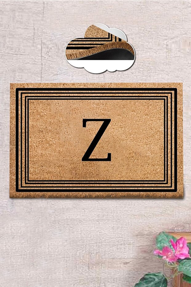 Coco Letter Z 40x60 Cm Bristle Mat, Decorative Multi-Purpose Indoor and Outdoor Door Mat