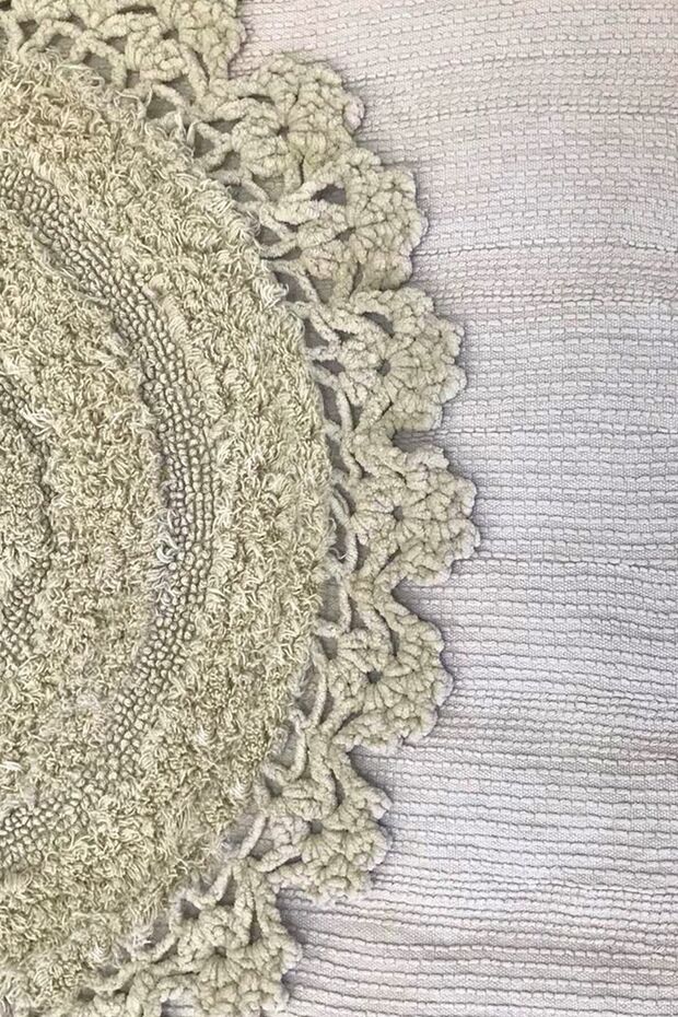 Regnum Cotton Bej Çap 100x100 Cm Pamuklu Yıkanabilir Banyo Halısı Banyo Klozet Takımı Tpmk - 2