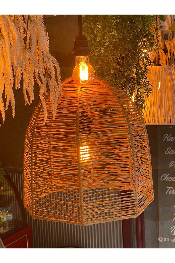 Kafes 40x45 Hasır Avize Bohem Avize Jüt Avize Oda Mutfak Salon Avize Restoran Kafe Avize - 5