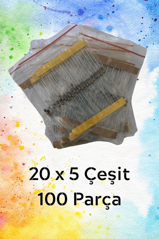 Direnç Seti 1/4w %5 100 Parça 5 Çeşit | 330 1k 3.3k 10k 100k - 4