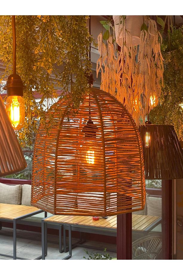 Kafes 40x45 Hasır Avize Bohem Avize Jüt Avize Oda Mutfak Salon Avize Restoran Kafe Avize - 1
