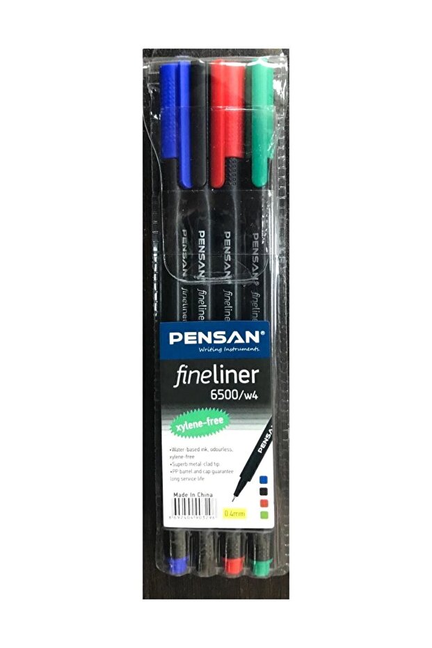 Pensan 6500 Fineliner Keçe Uç Kalem 4 Lü Set Pe6500Flmsky4S
