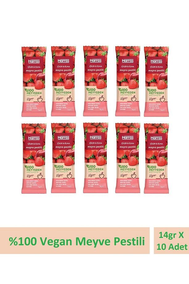 Vegan Meyve pestili Çilek ve Elma 14gr X 10 Adet - 1