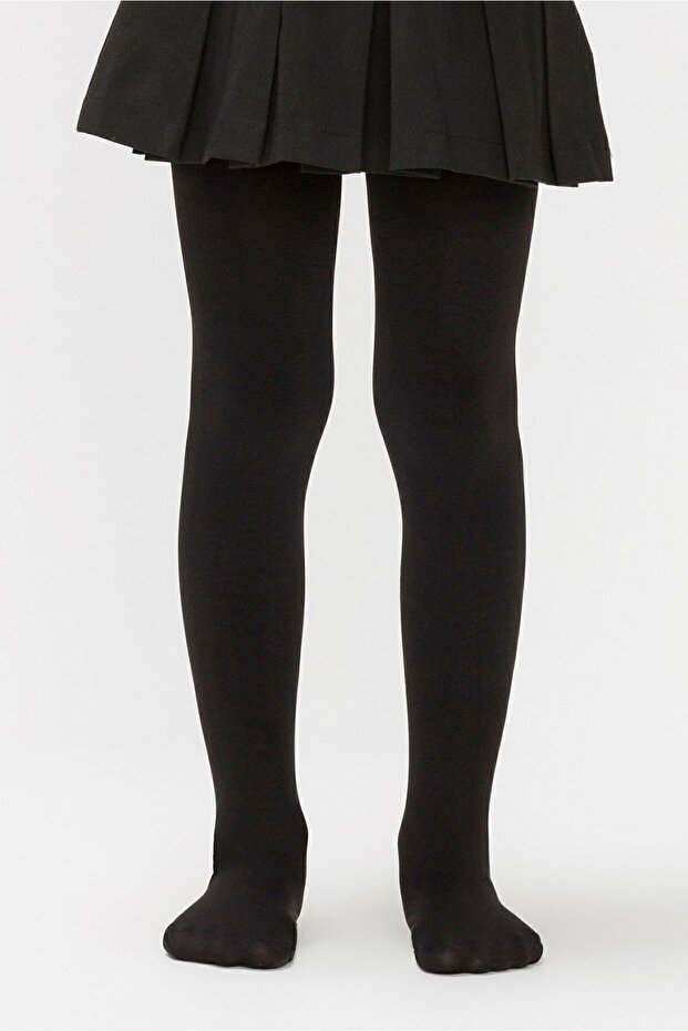 Unisex Kids Black Thermal Pantyhose