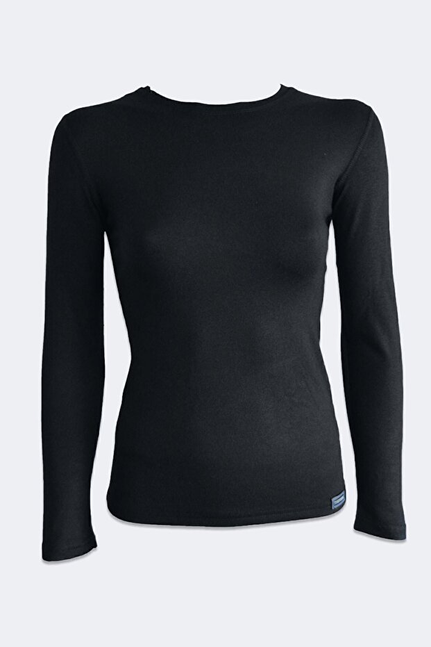 Women's Black Round Collar Long Sleeve Thermal Underwear 706