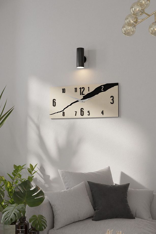 Minimal Dikdörtgen Kavak Ahşaplı Duvar Saati - 5