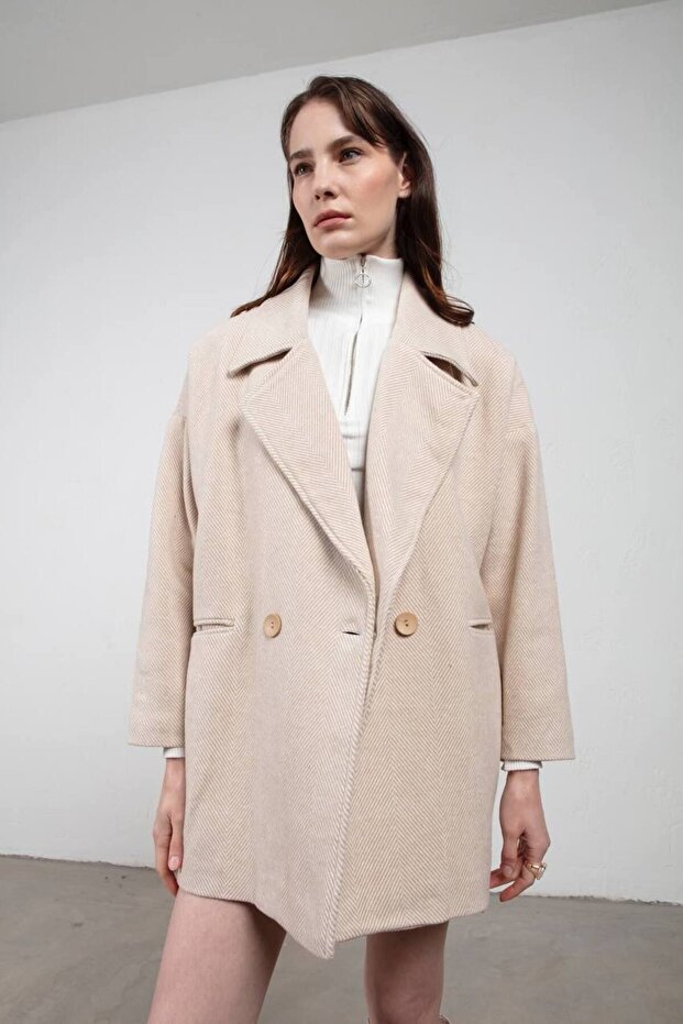 Palton scurt supradimensionat în oase de piatră - 3